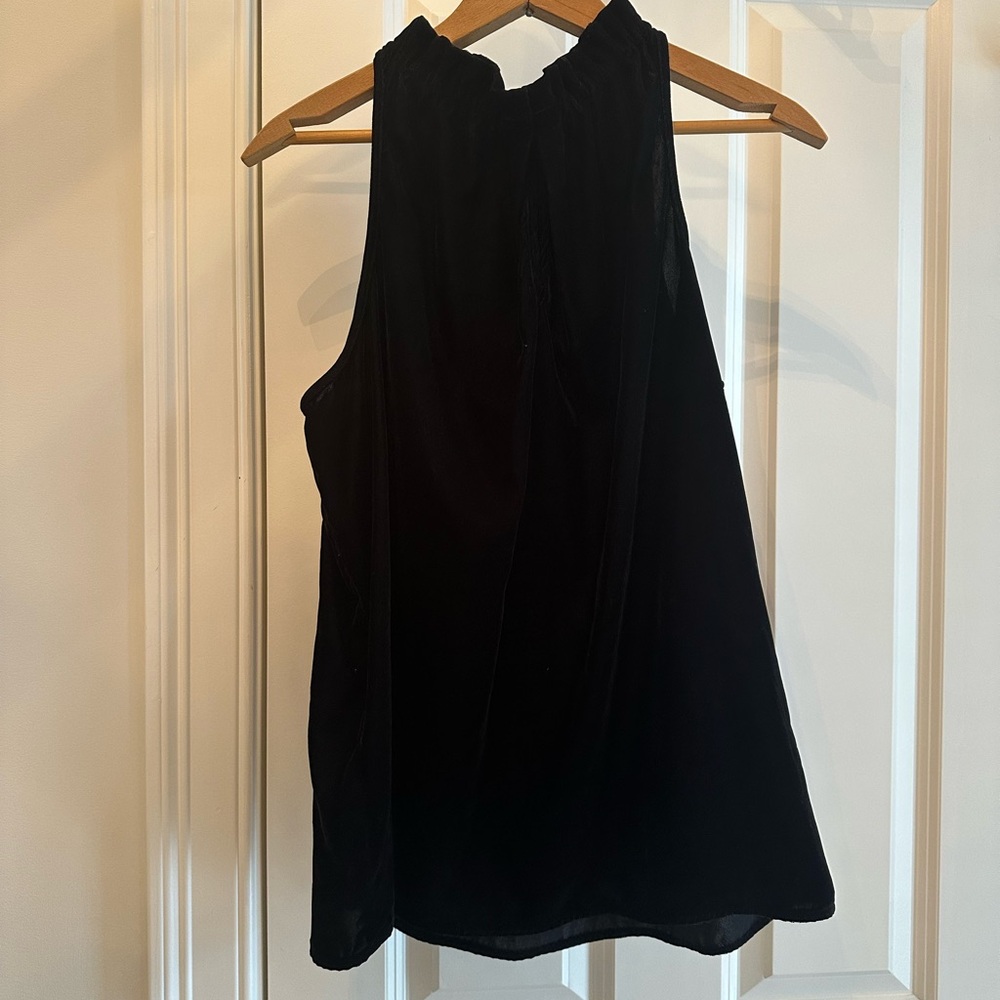 Dalia Black Velvet Sleeveless Blouse Women’s L